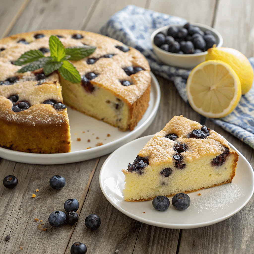 low calorie olive oil ricotta lemon blueberry cake