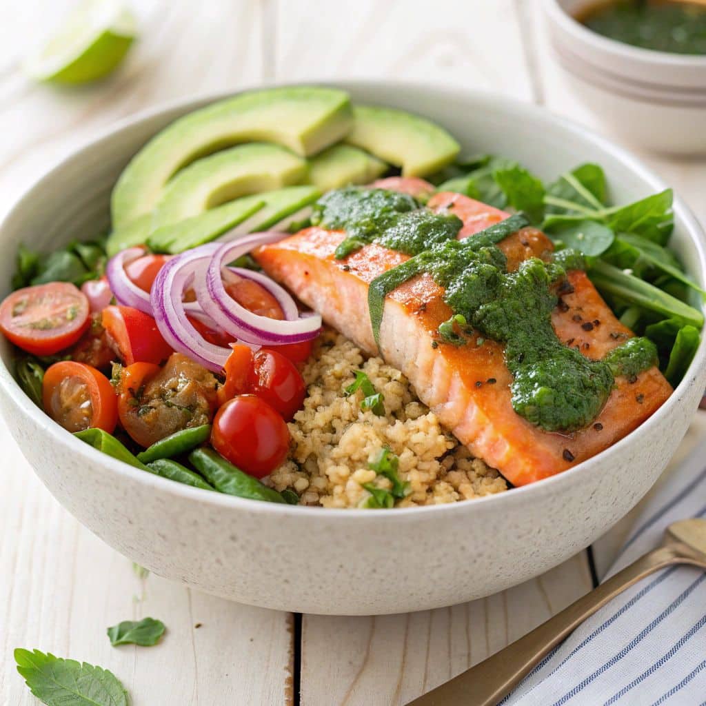 salmon chimichurri salad bowl