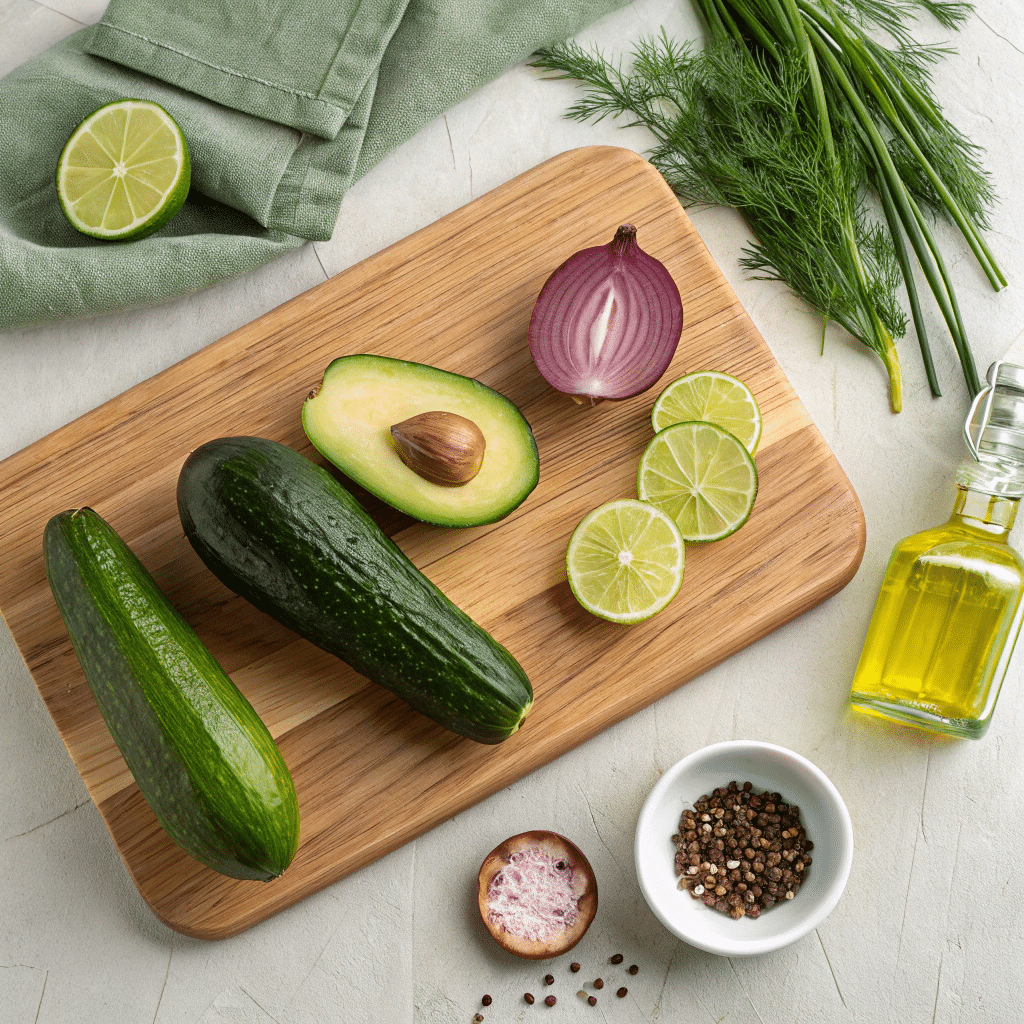 igredients for avocado cucumber salad