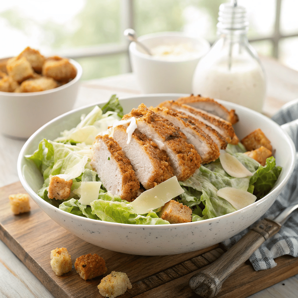 High-Protein Crispy Chicken Caesar Salad