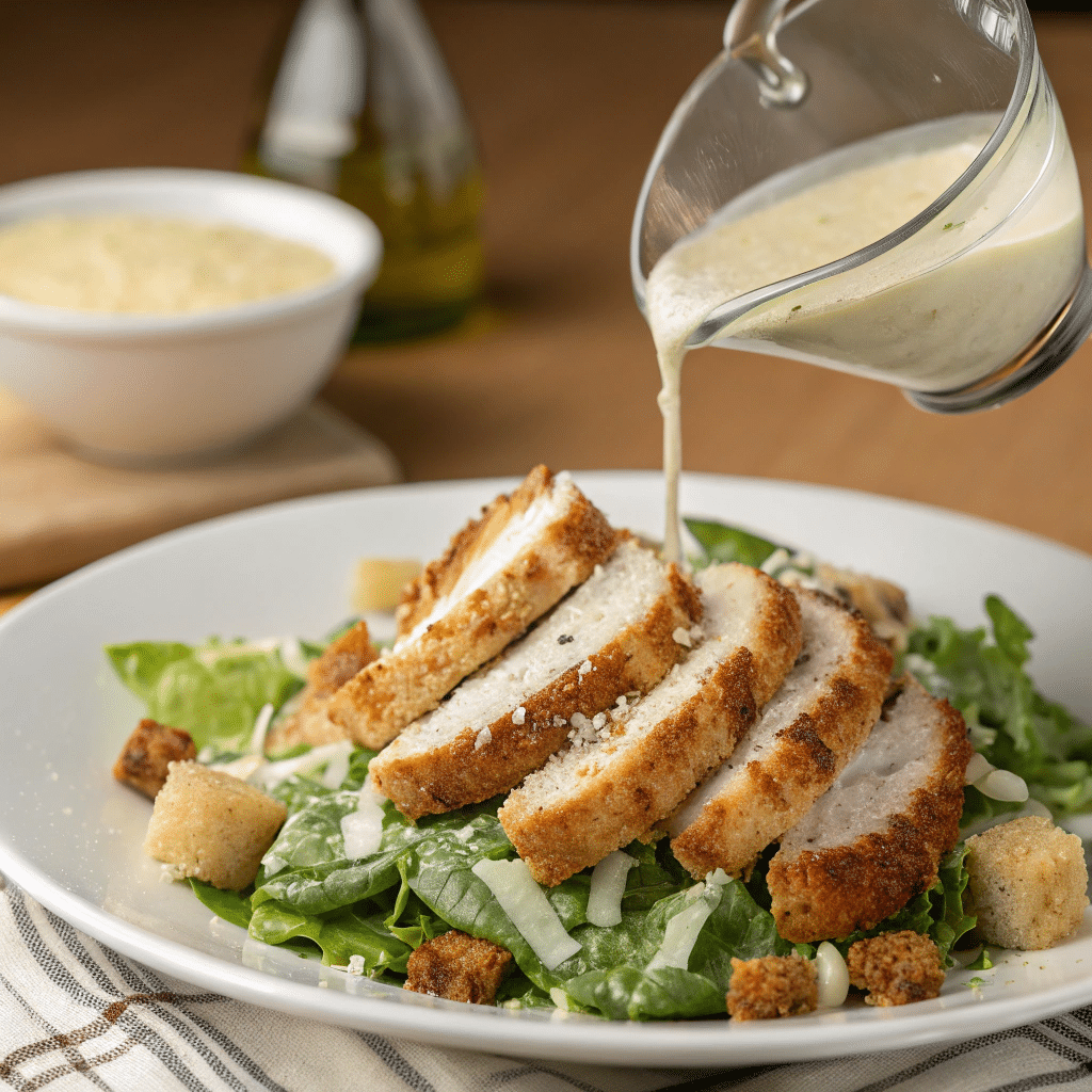 high-protein crispy chicken caesar salad