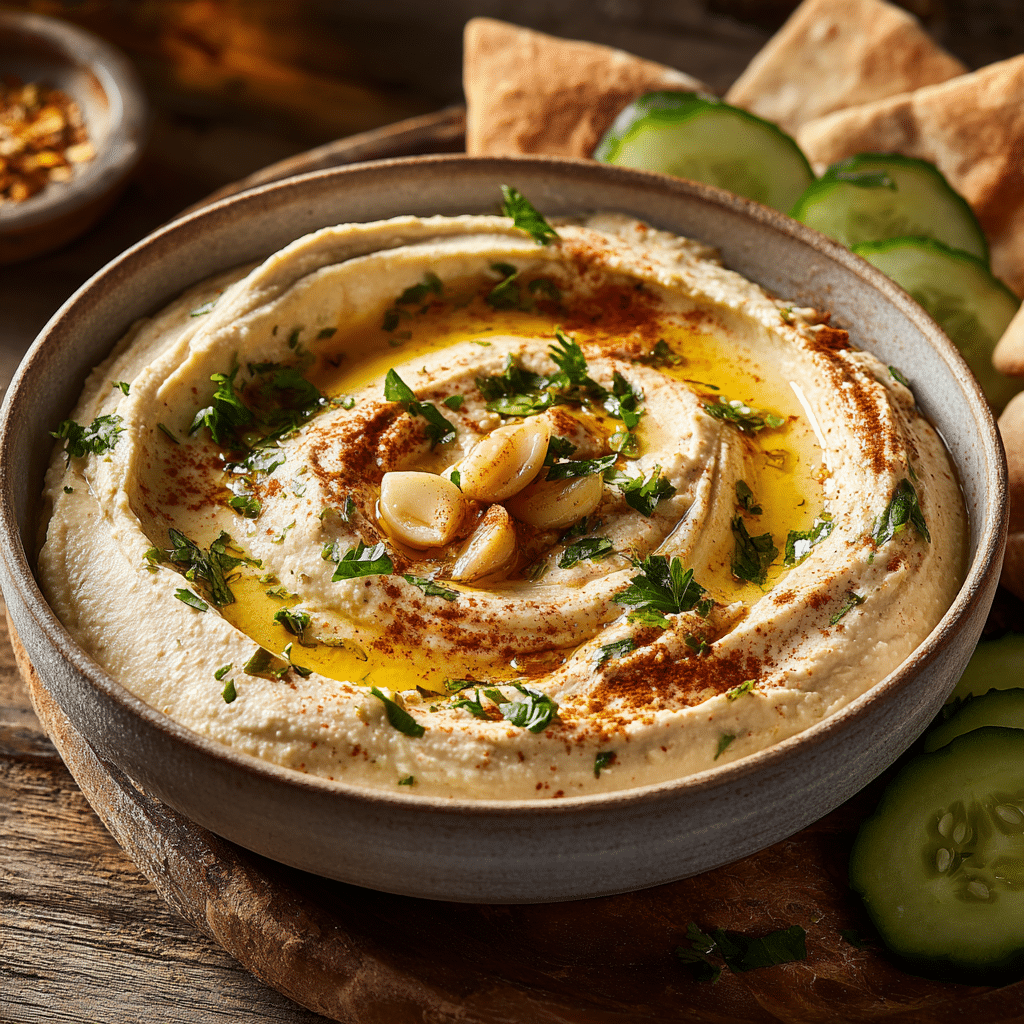 creamy roasted garlic hummus