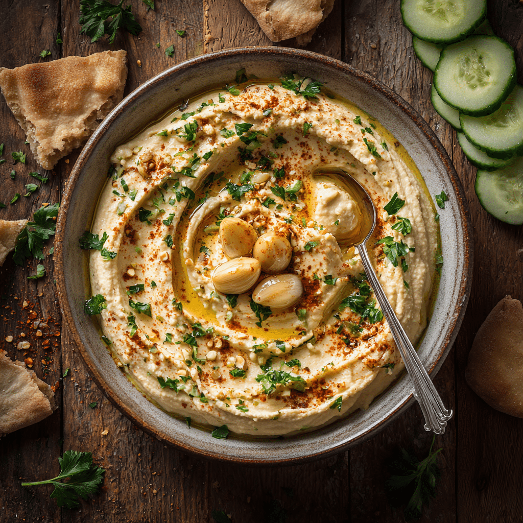 creamy roasted garlic hummus