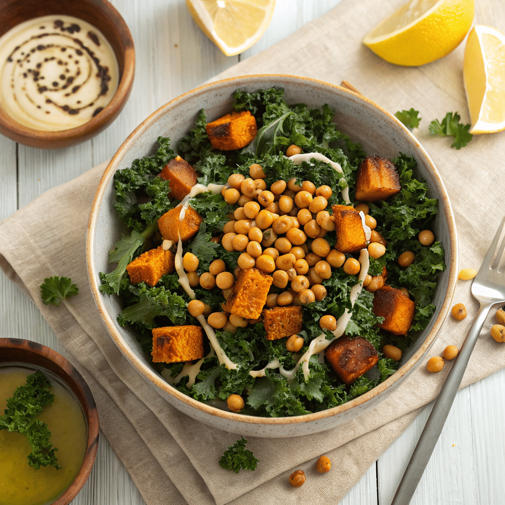 roasted chickpea kale salad