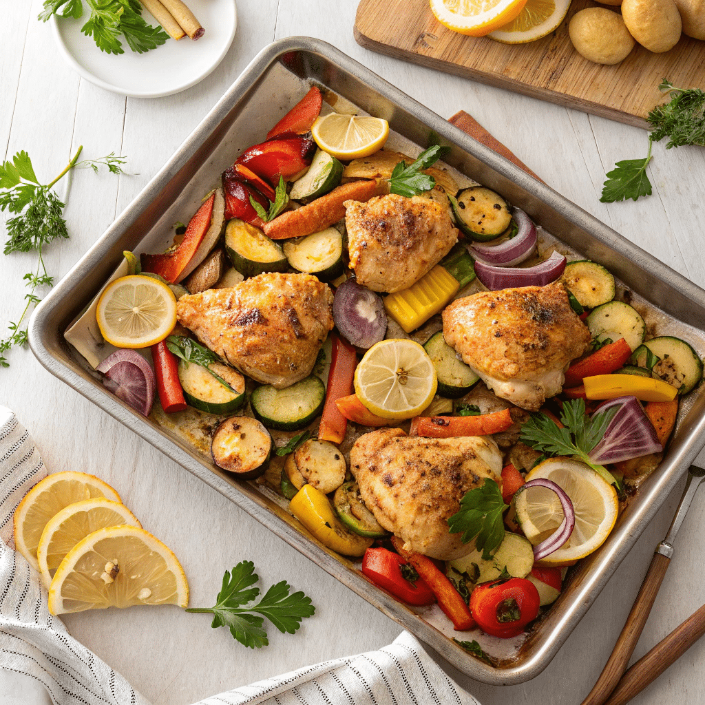 Lemon Garlic Chicken with Roasted Veggies