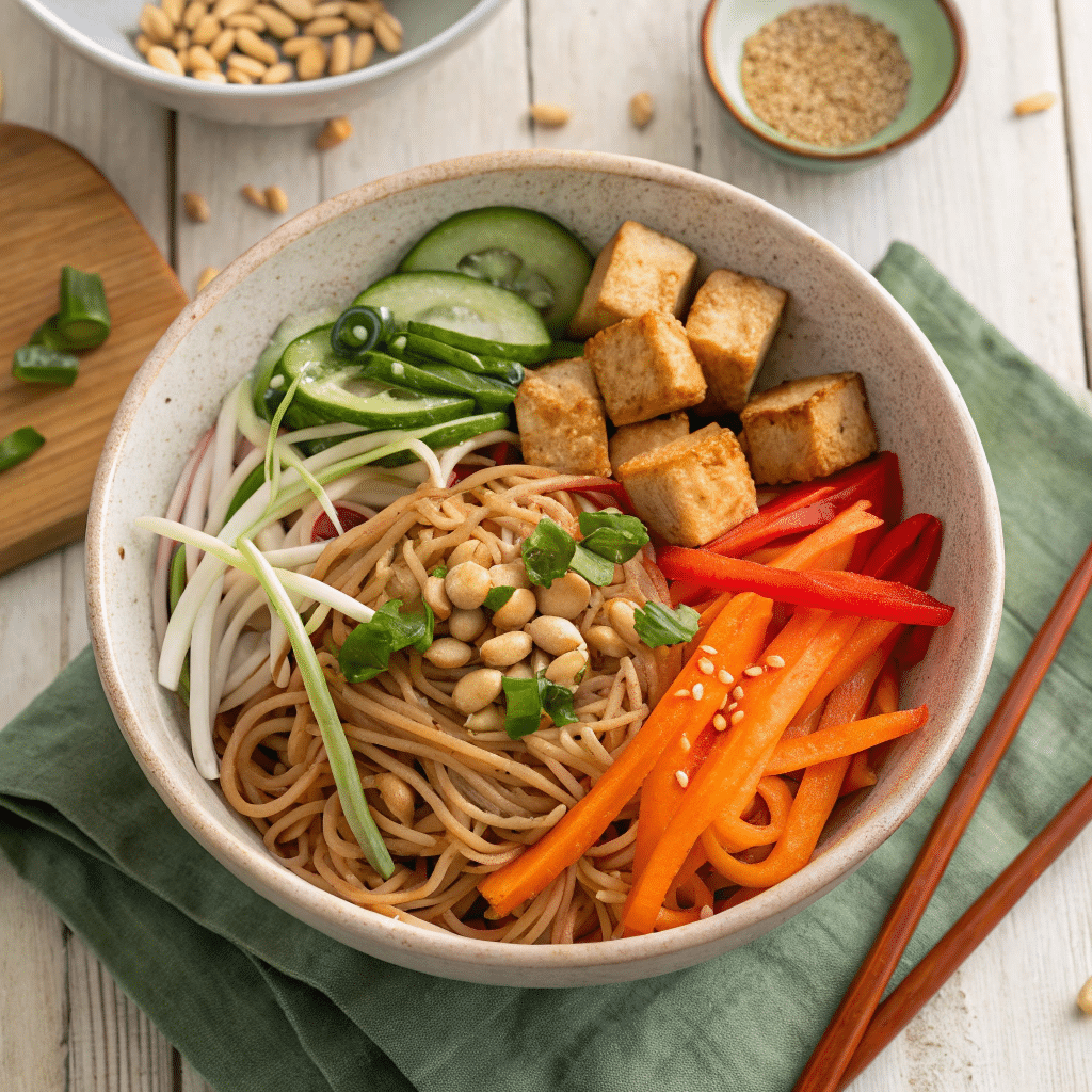 sesame tofu noodle salad