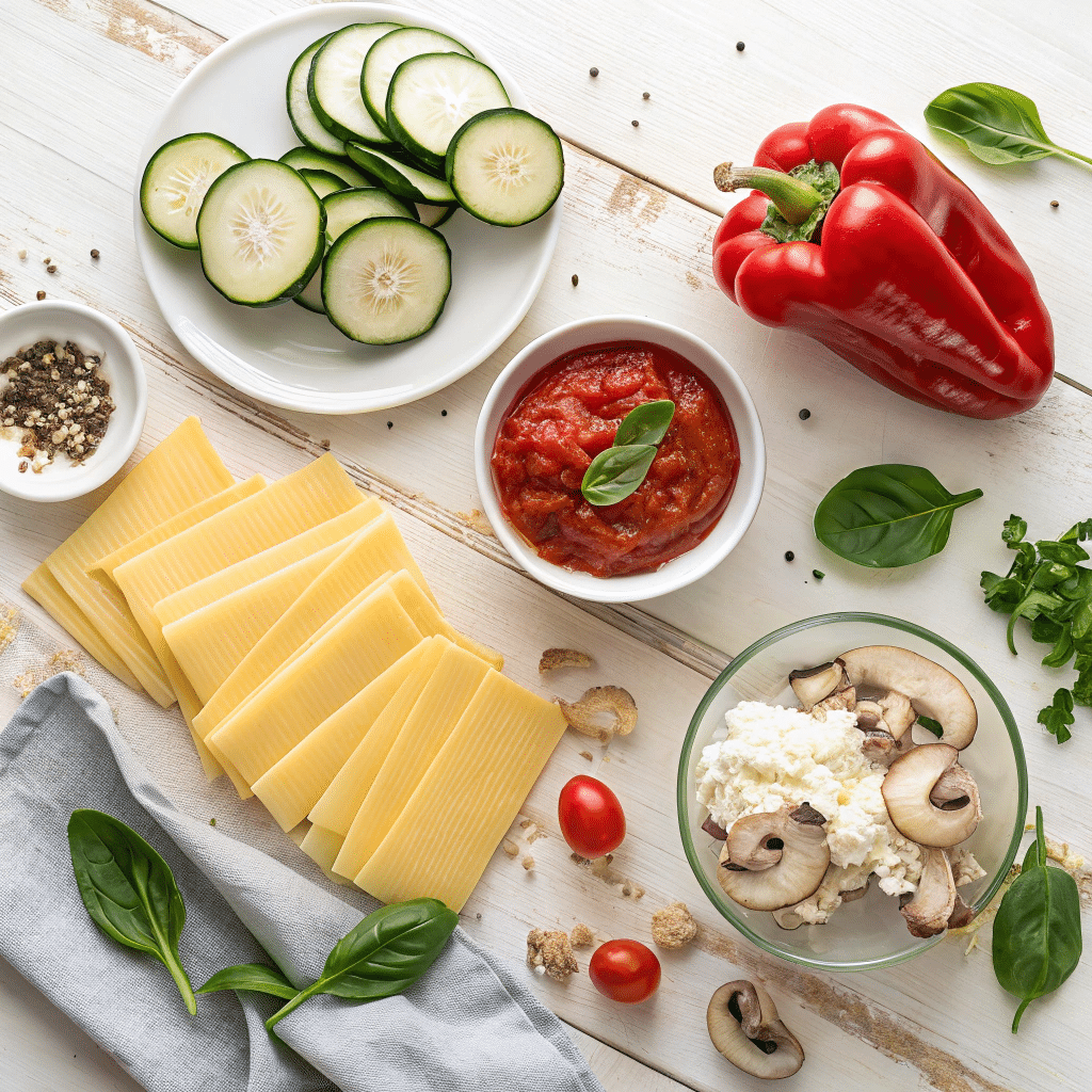 fresh lasagna ingredients