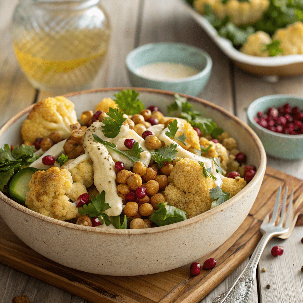 roasted cauliflower tahini salad