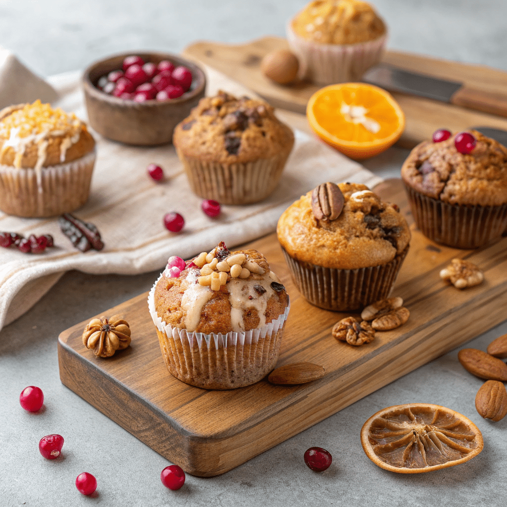 different styles of cranberry orange muffins