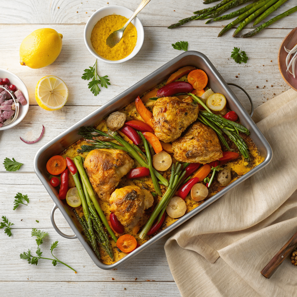 Easy Turmeric Chicken with Roasted Veggies (One-Pan Dinner)
