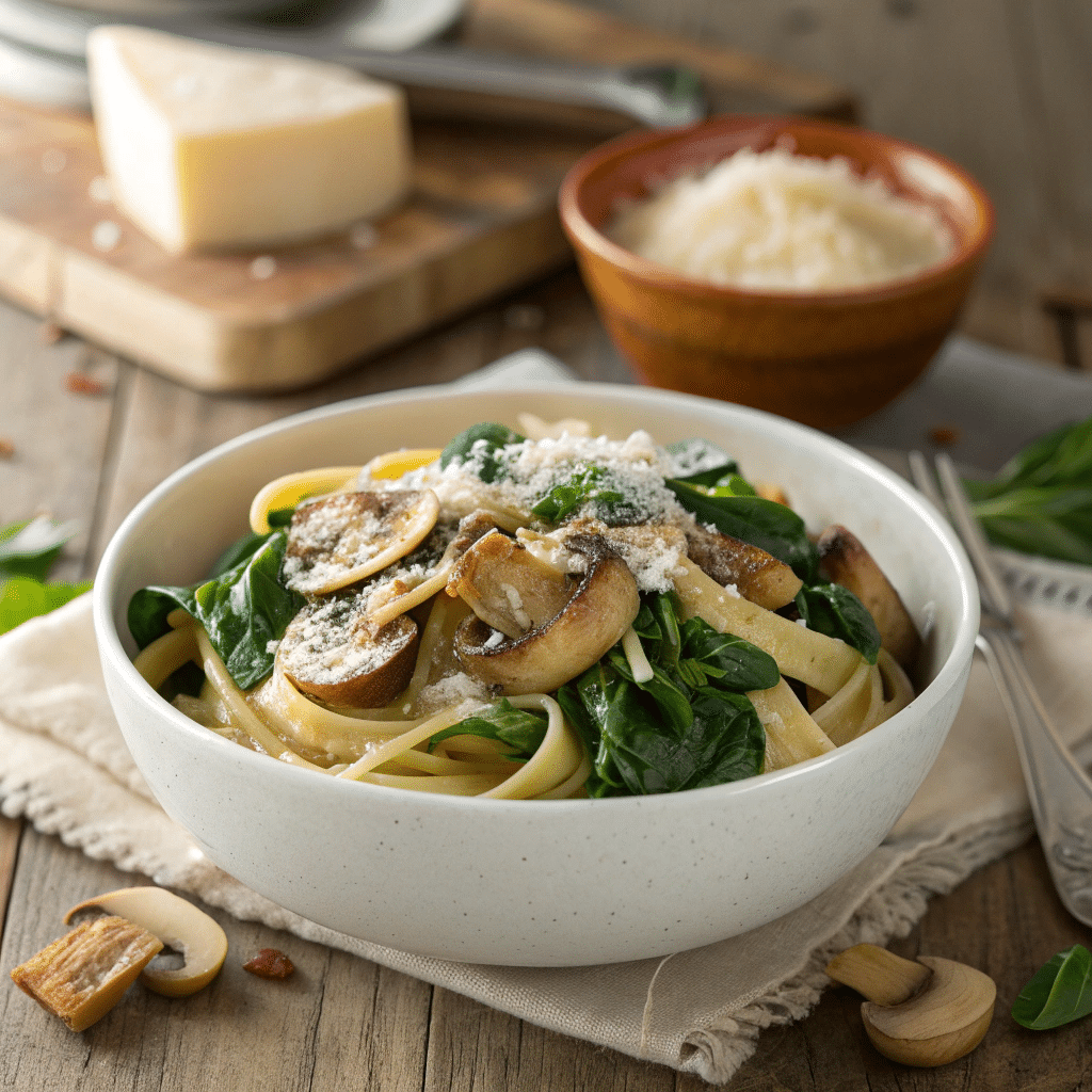 Healthy Mushroom Spinach Pasta in 20 Minutes