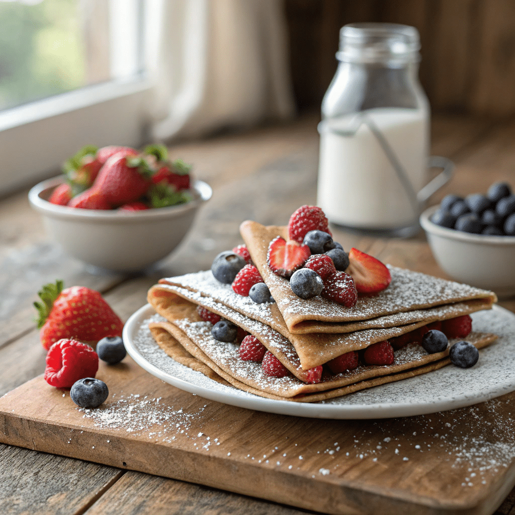 thin buckwheat crepes folded into triangles