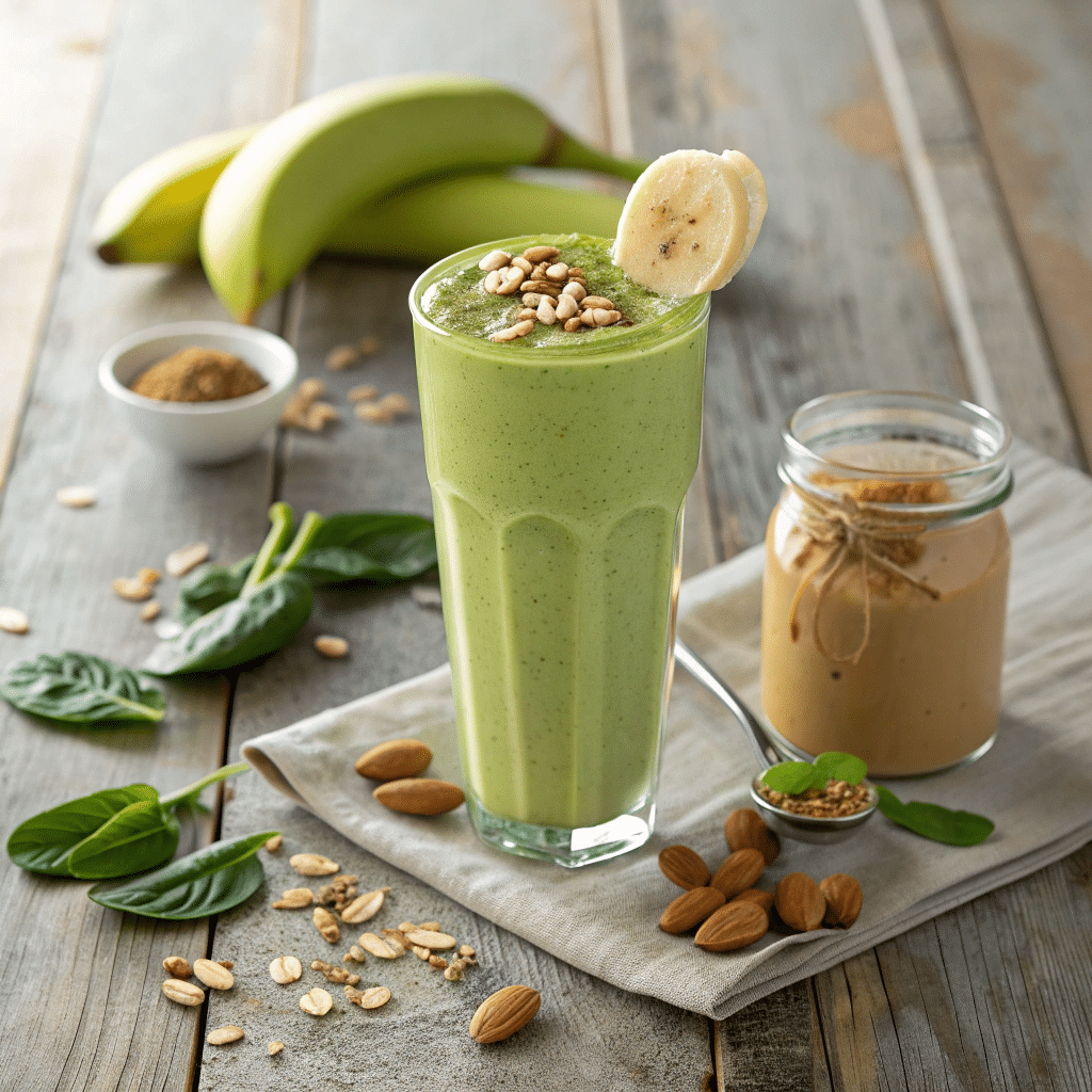 creamy spinach banana almond smoothie