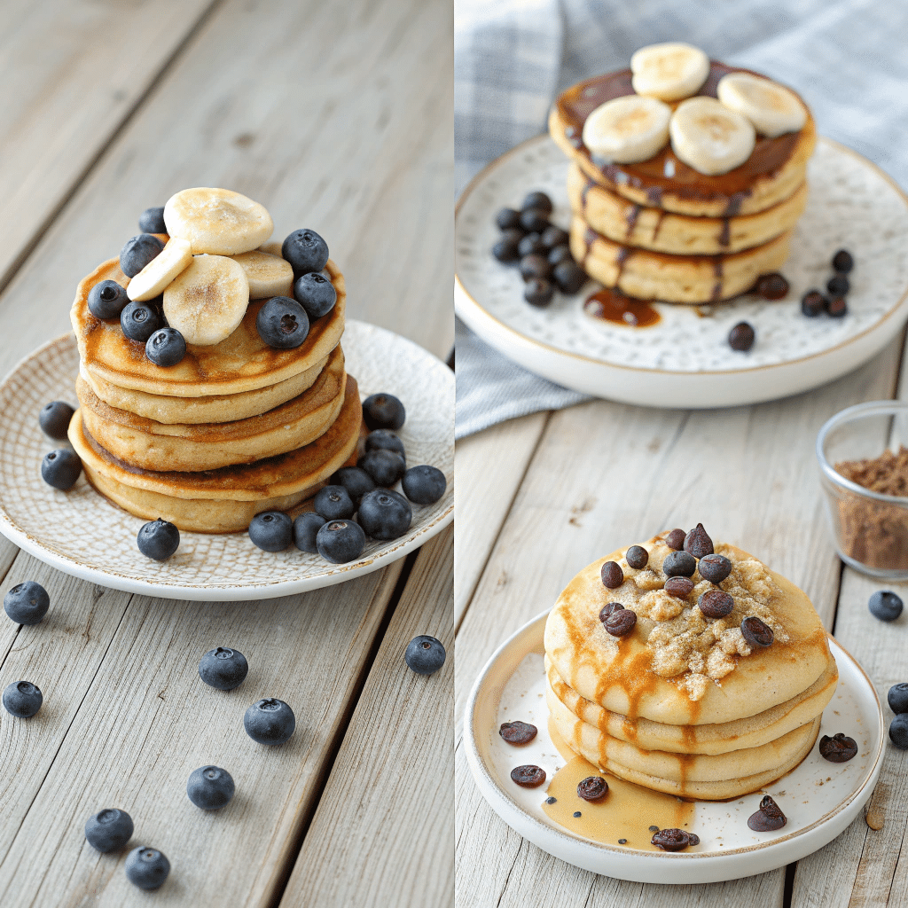 three small stacks of almond flour pancakes