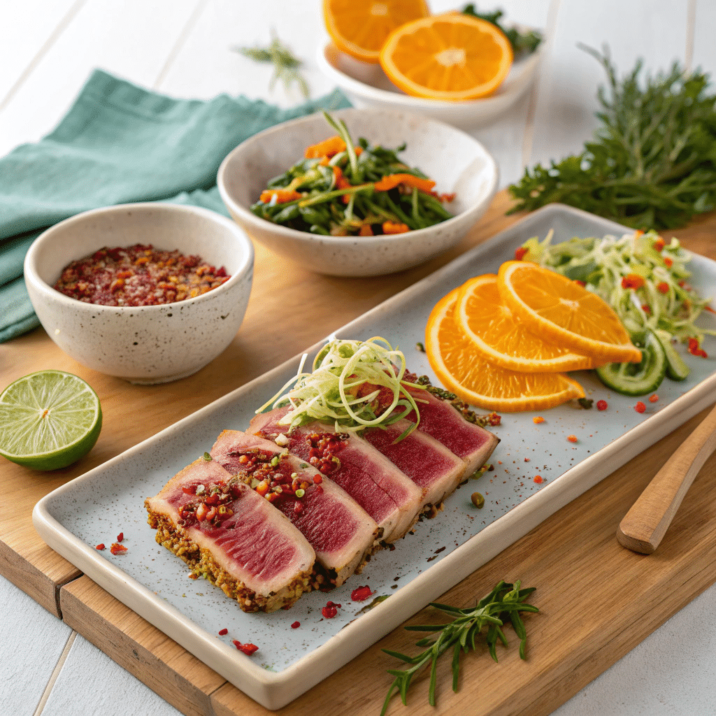 sesame seared tuna with twists