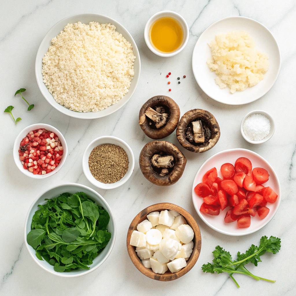 all ingredients for stuffed portobello mushrooms