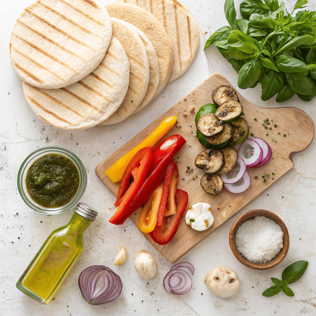 ingredients for grilled veggie and pesto