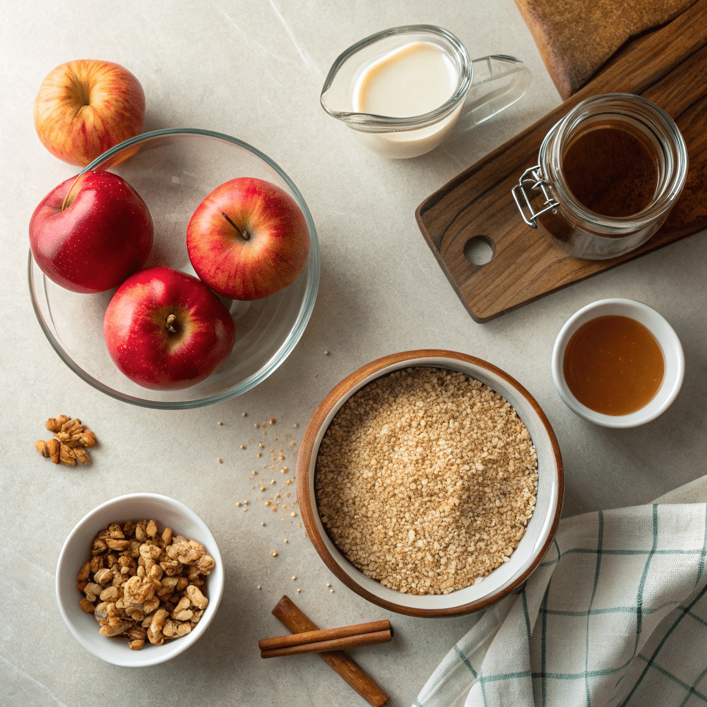 ingredients for a cinnamon apple quinoa breakfast bowl