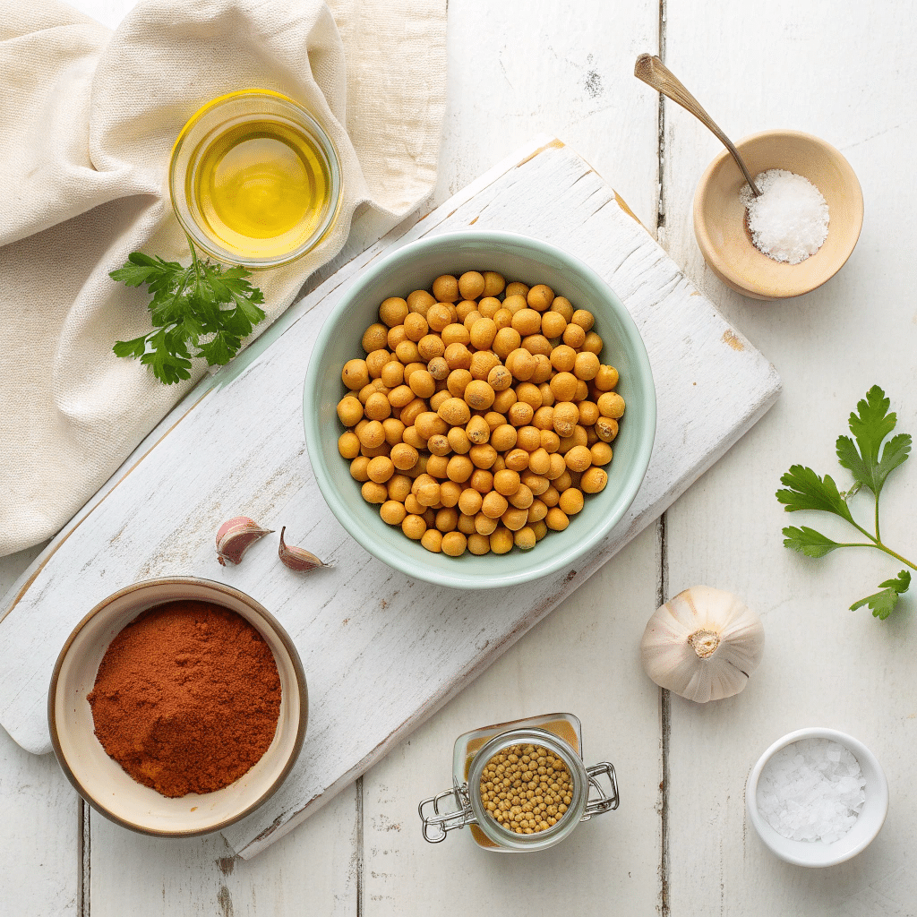 recipe ingredients for garlic turmeric roasted chickpeas