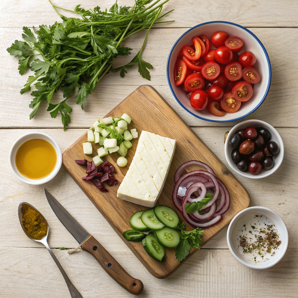Mediterranean salad ingredients