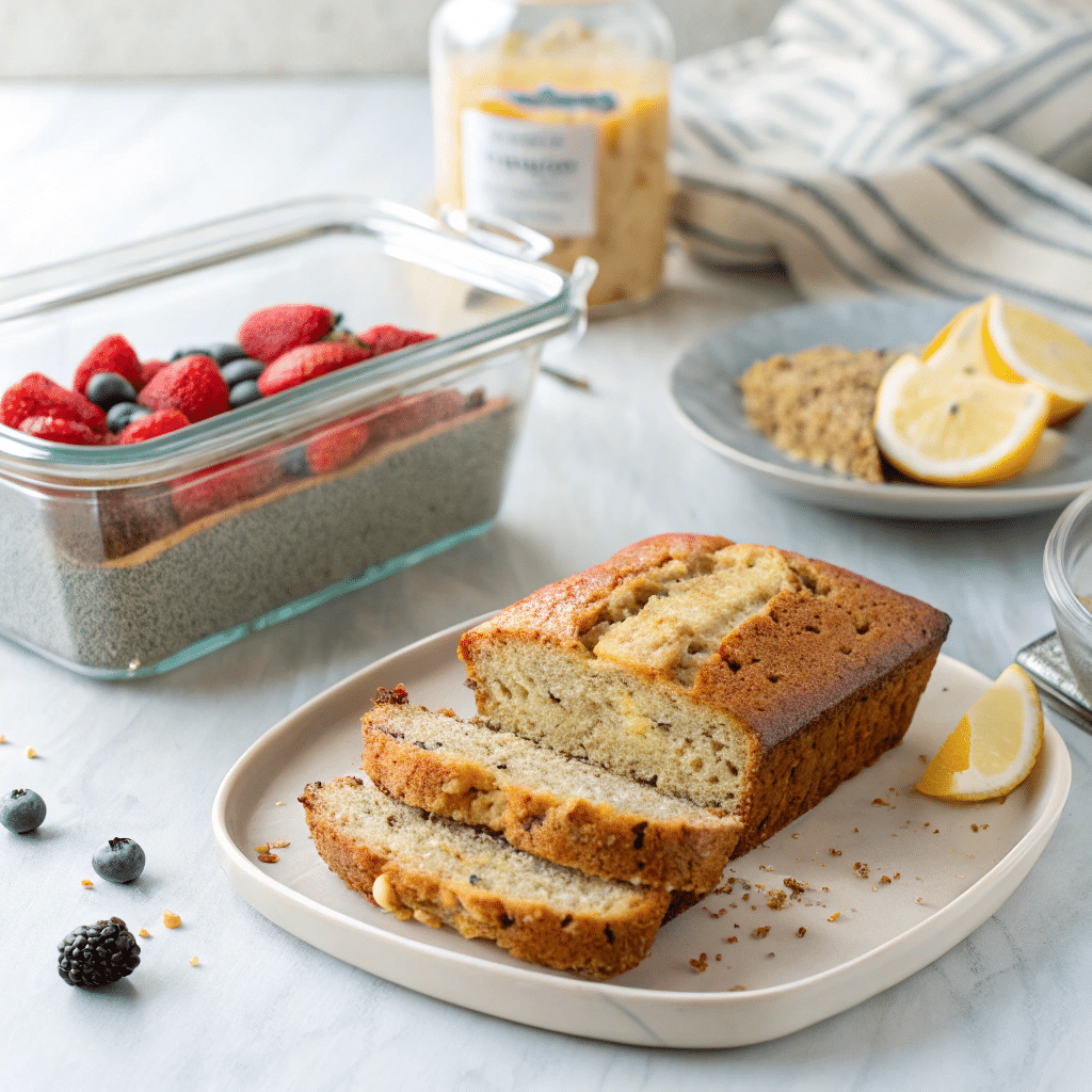 sliced gluten-free lemon poppy seed loaf