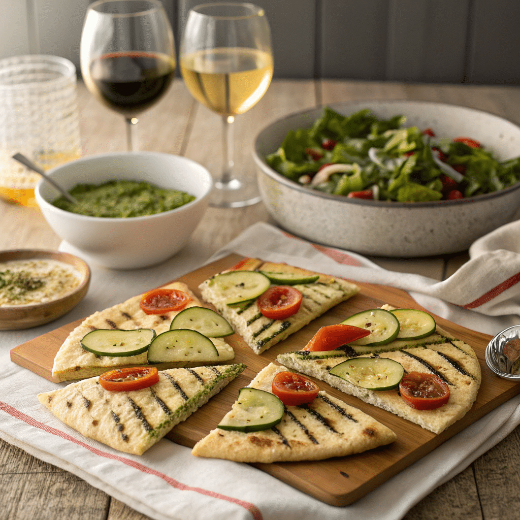 Grilled veggie and pesto flatbread slices
