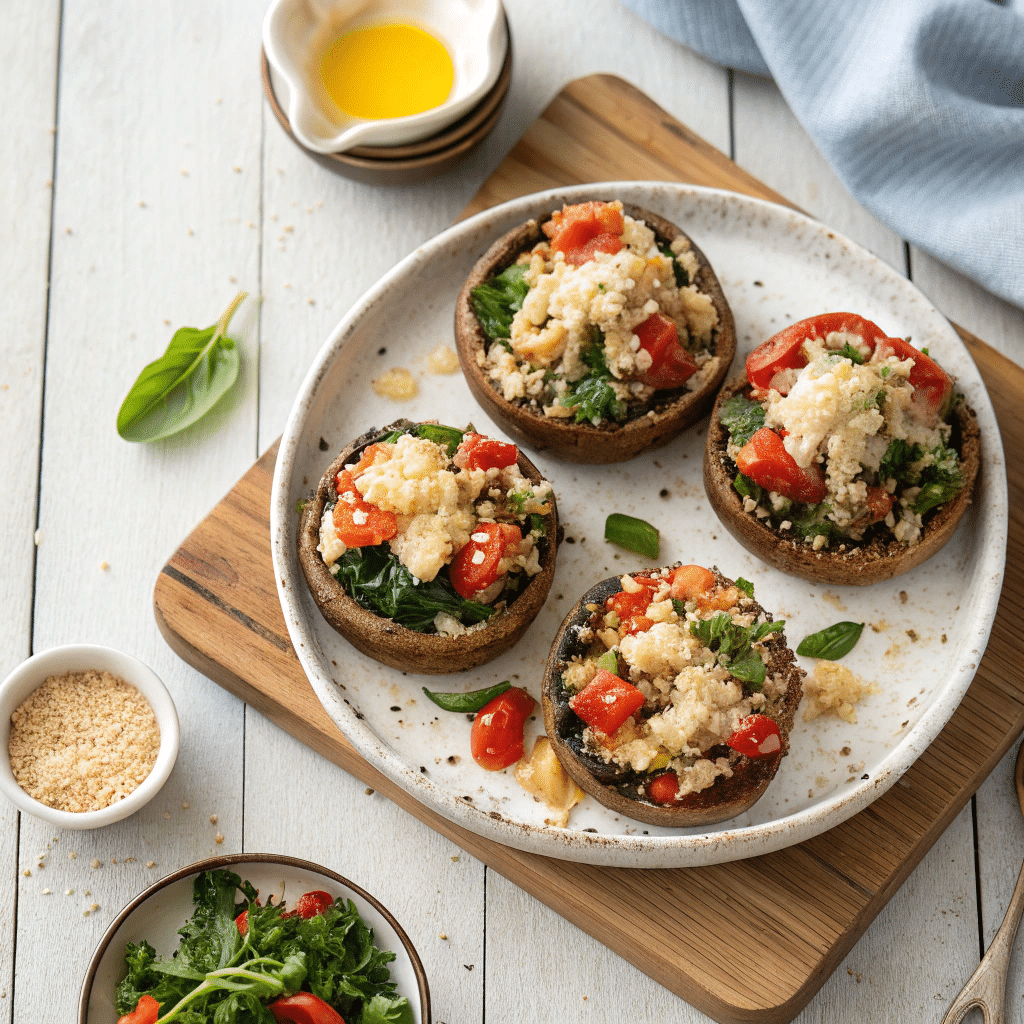 Healthy stuffed portobello mushrooms