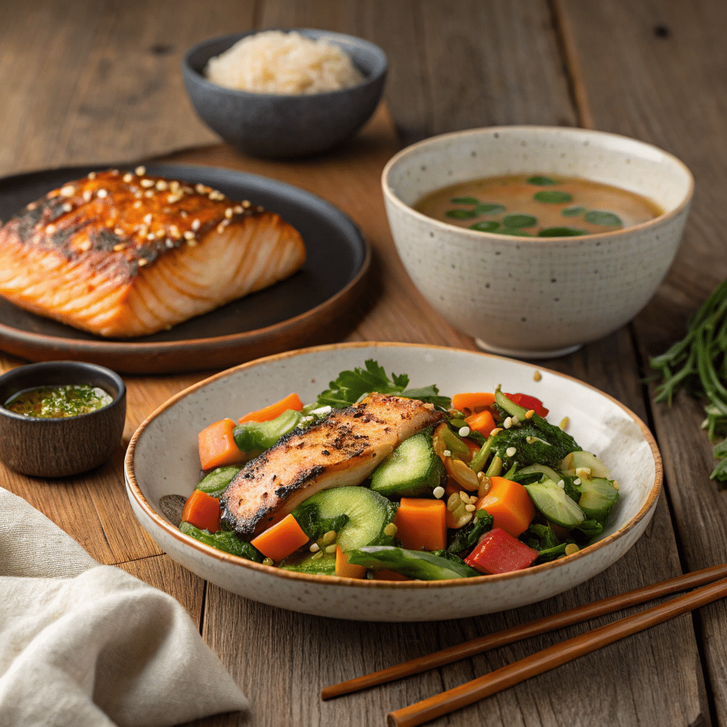 Miso sesame roasted veggie salad