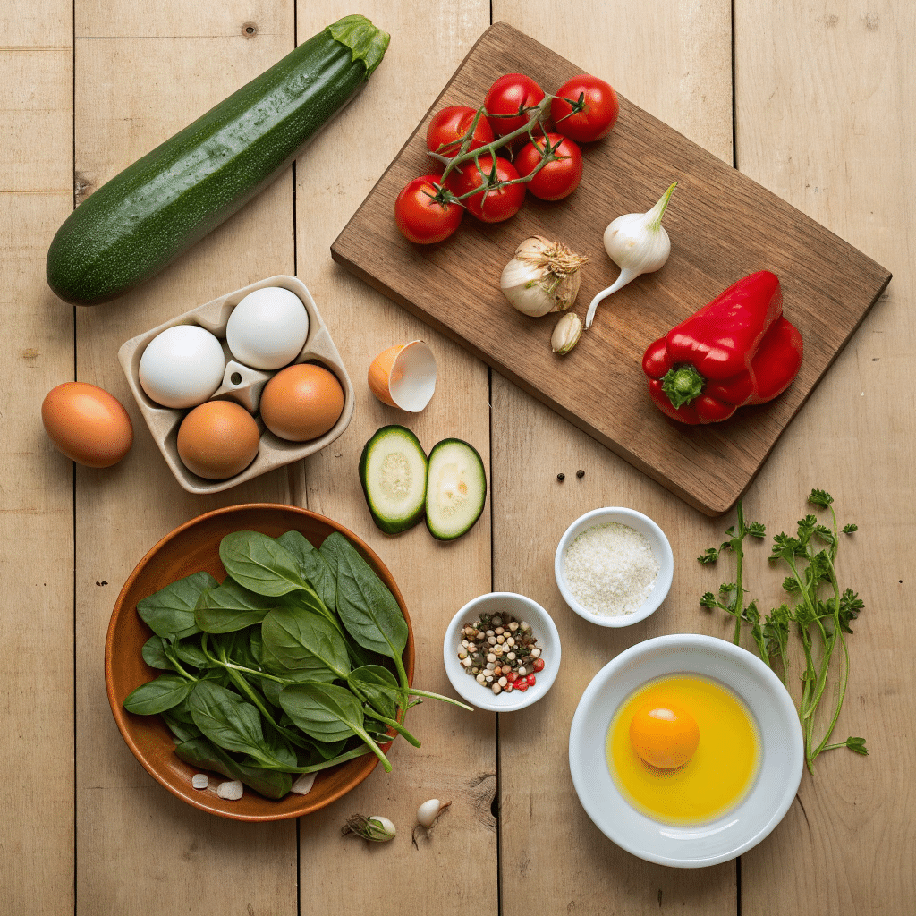 raw ingredients neatly arranged on a kitchen counter
