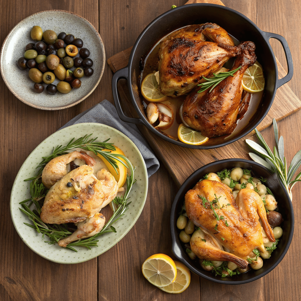 different variations of roasted chicken