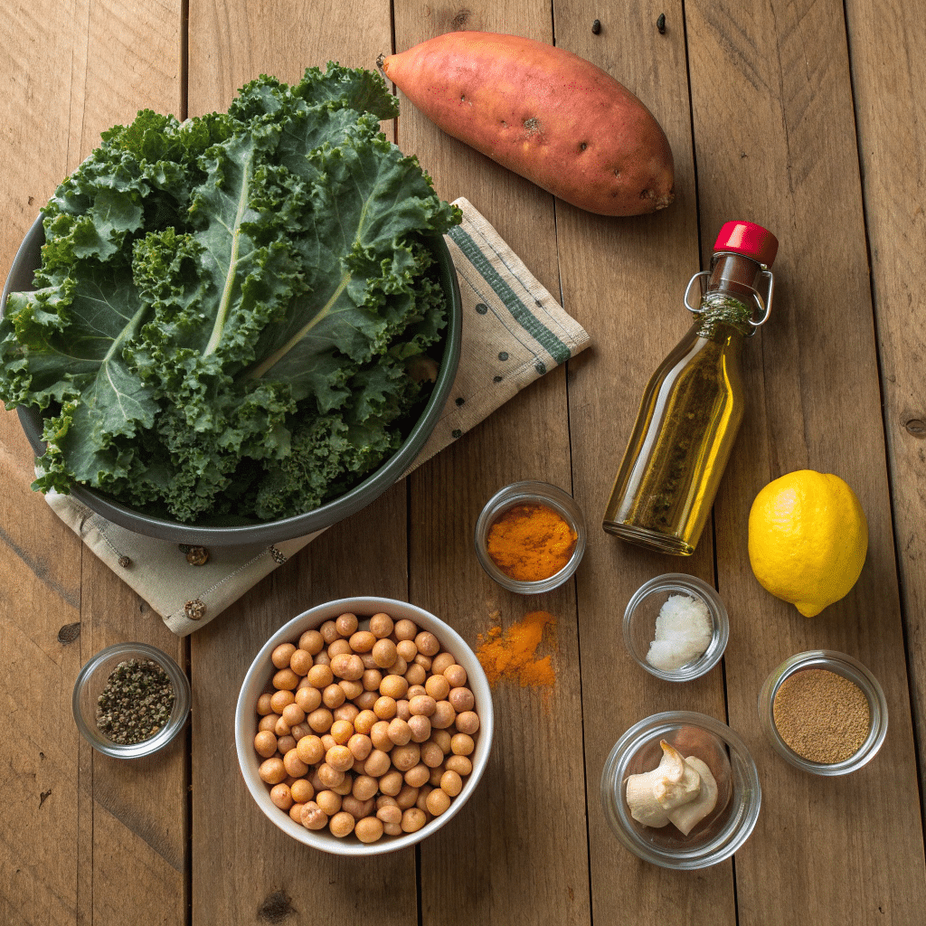 raw ingredients on a wooden table