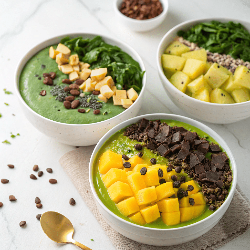 Three different smoothie bowls