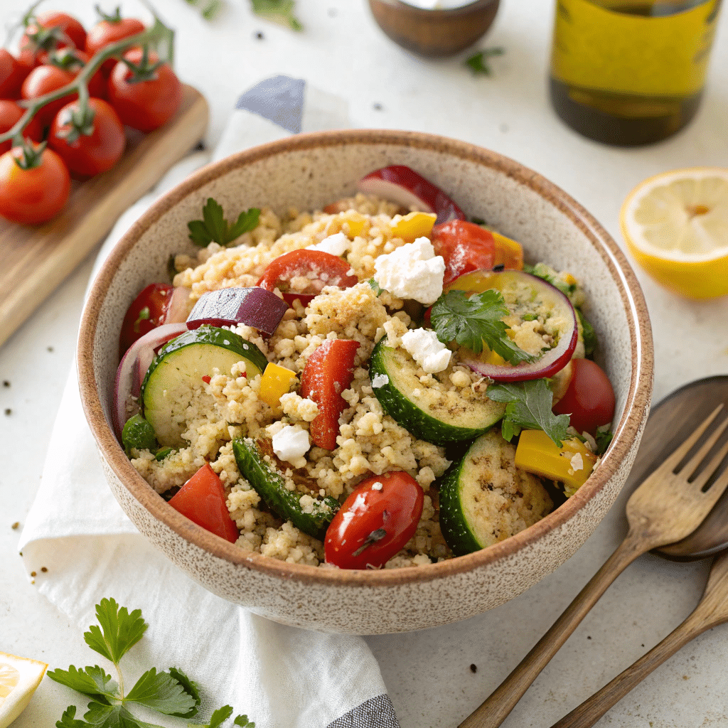 quinoa roasted veggie Mediterranean salad