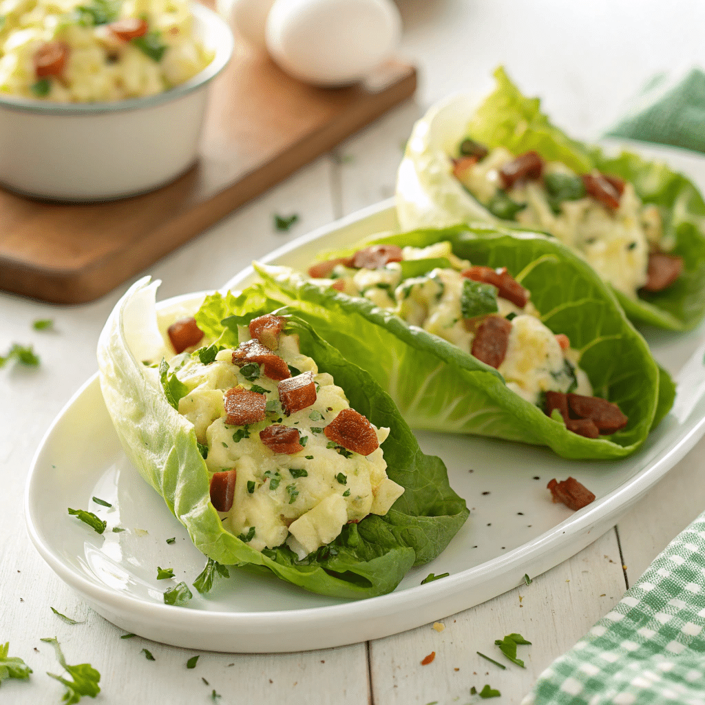 protein-packed egg salad lettuce wraps