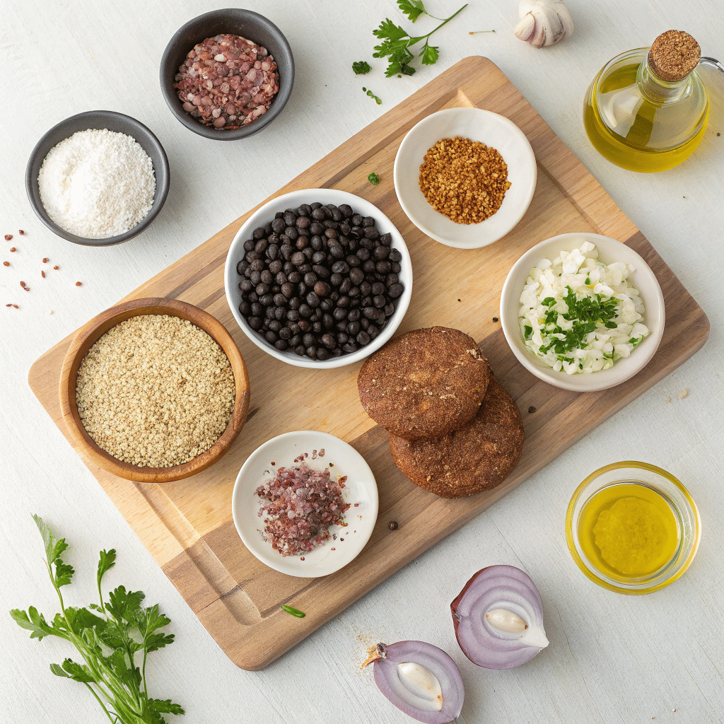 fresh ingredients for black bean burgers