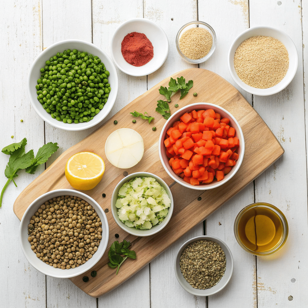 ingredients for lentil quinoa stew