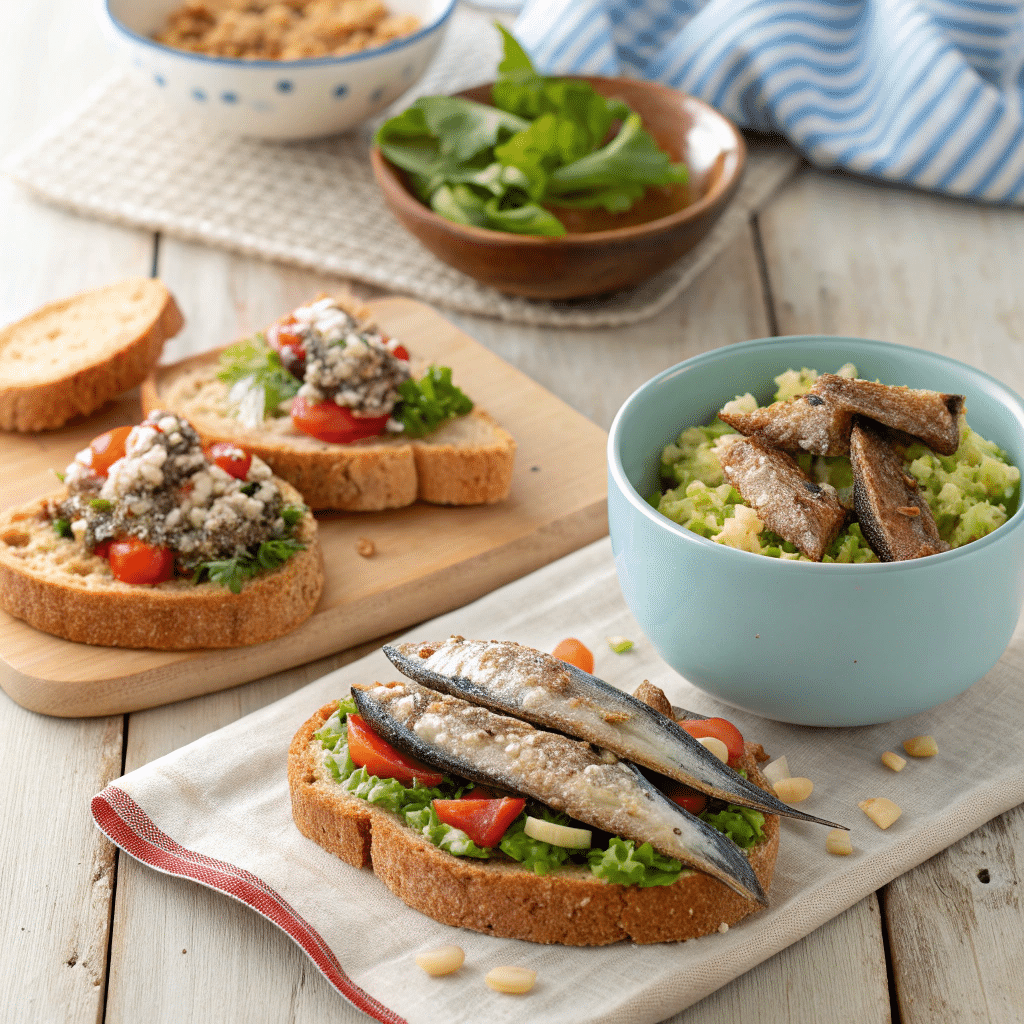 sardine salad on toasted sourdough sandwich