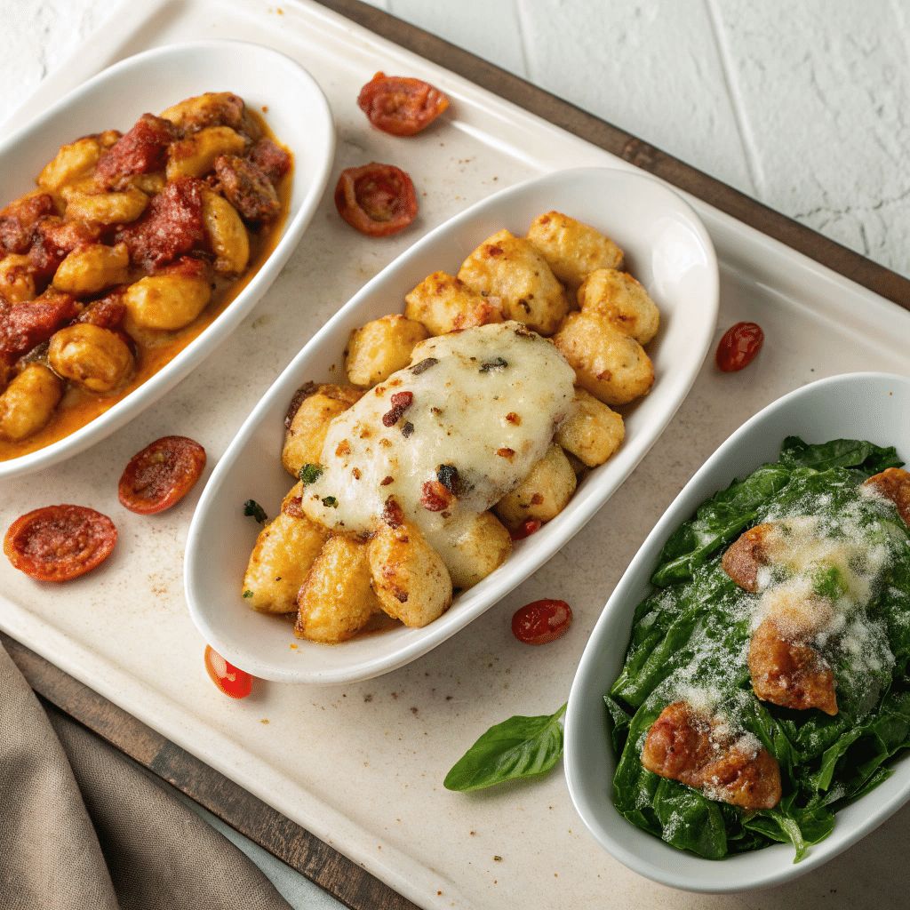 Three small plates arranged side by side