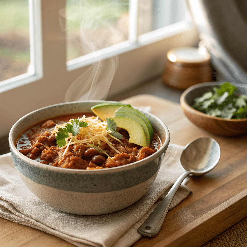 bowl of high-protein turkey chili