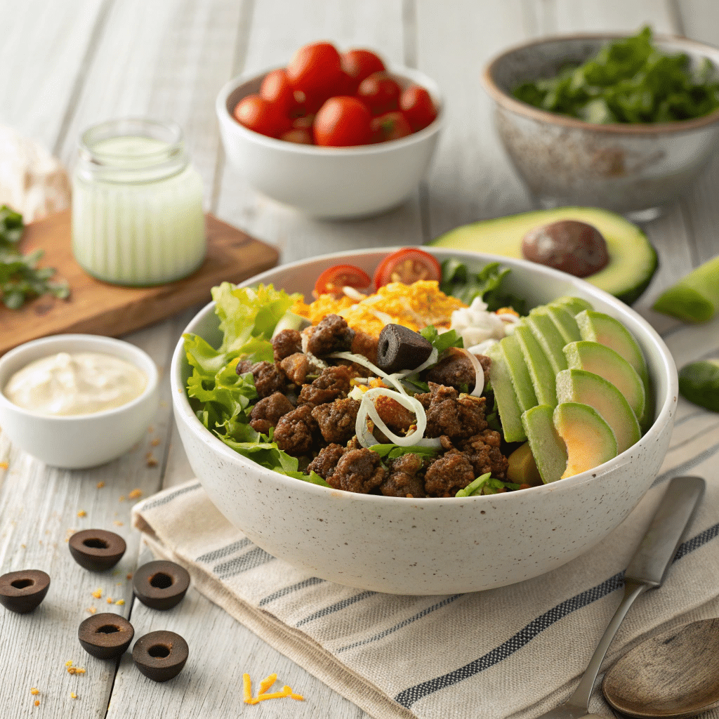 Keto Taco Salad Bowl Low-Carb Recipe