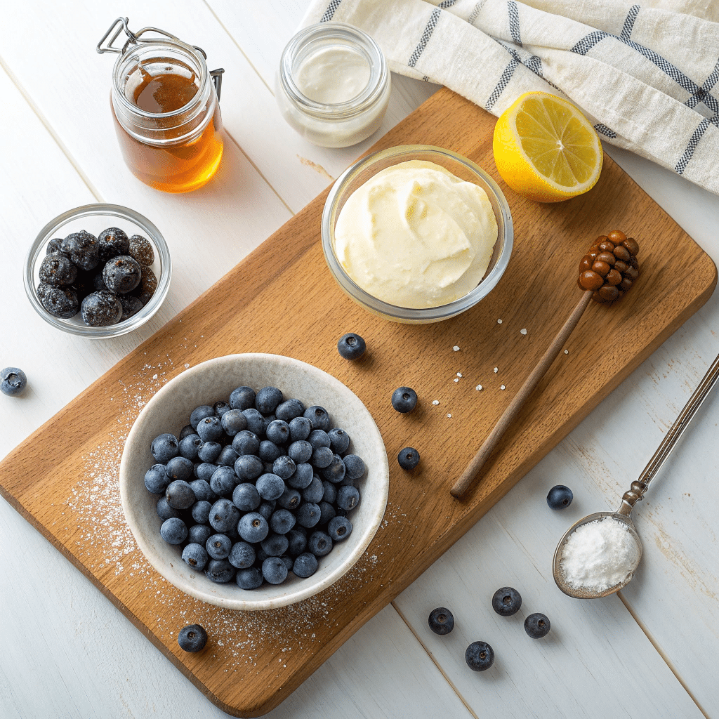 ingredients for blueberry frozen yogurt