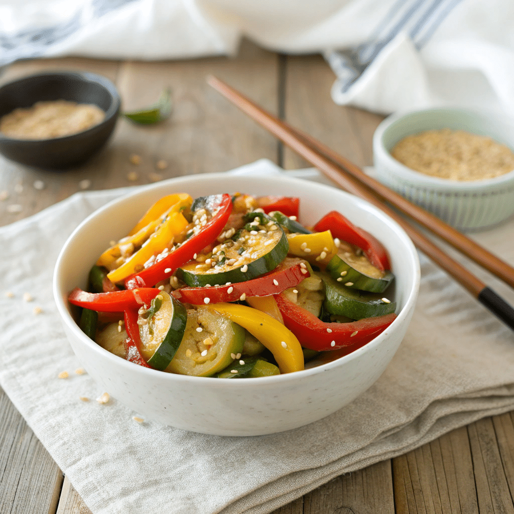 Zucchini Pepper Stir Fry Under 200 Calories