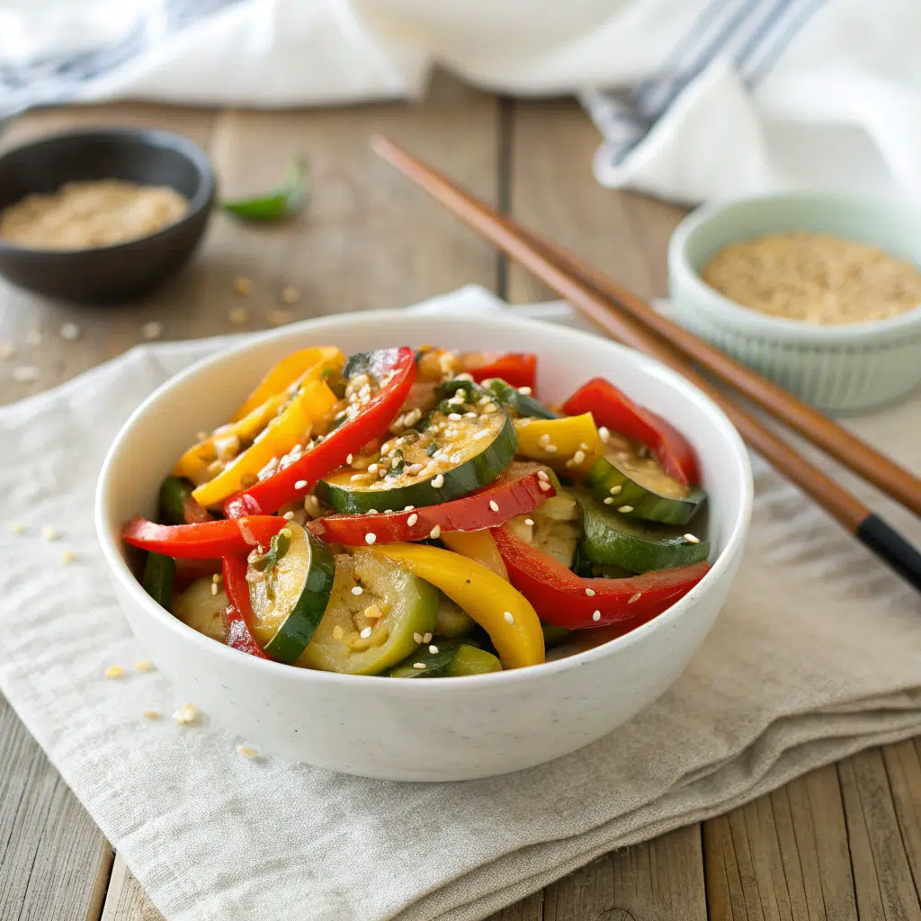 Zucchini Pepper Stir Fry Under 200 Calories