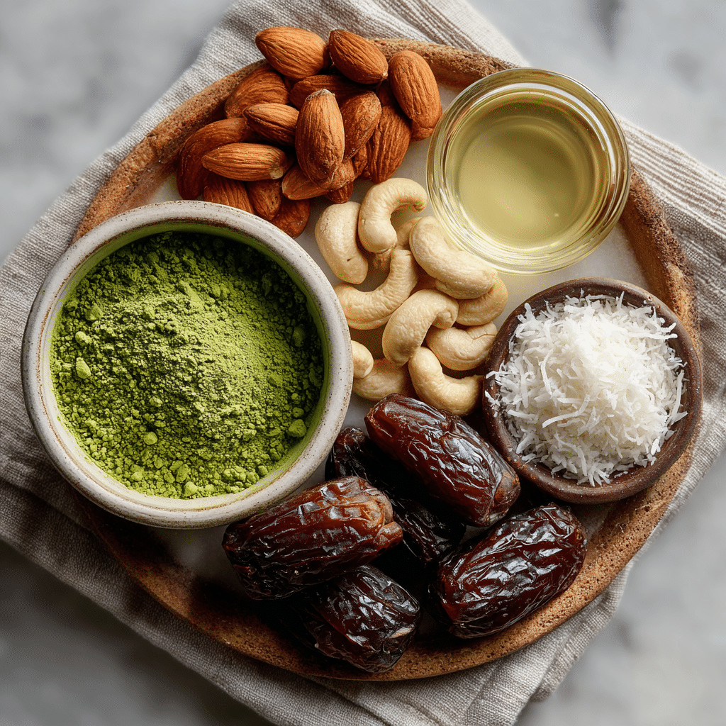matcha coconut energy ball ingredients