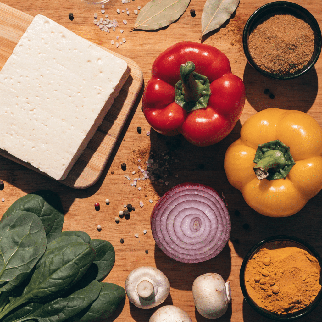 Ingredients for tofu veggie scramble