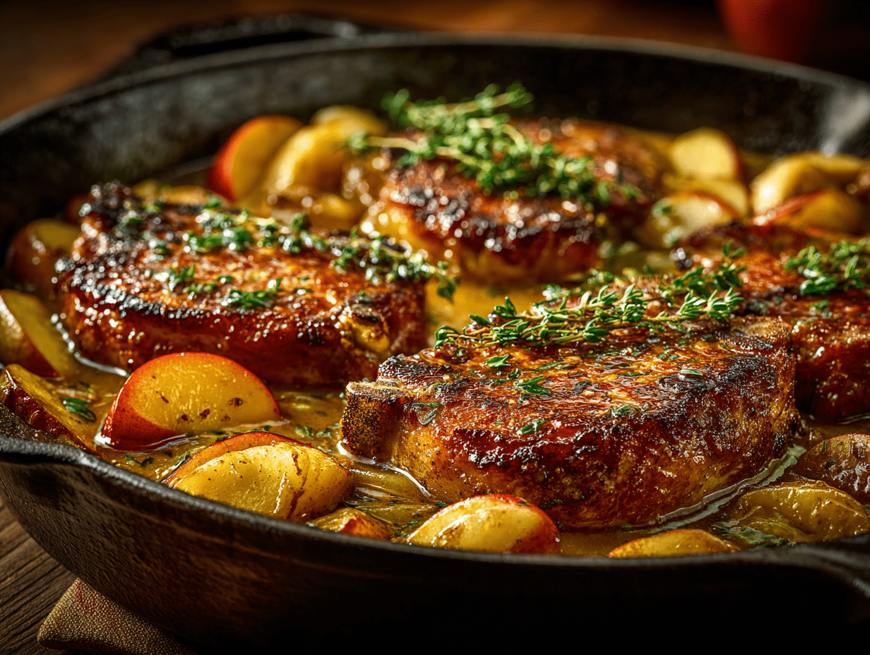 Apple Dijon Pork Skillet: Juicy Pork Chops with Sweet Apples