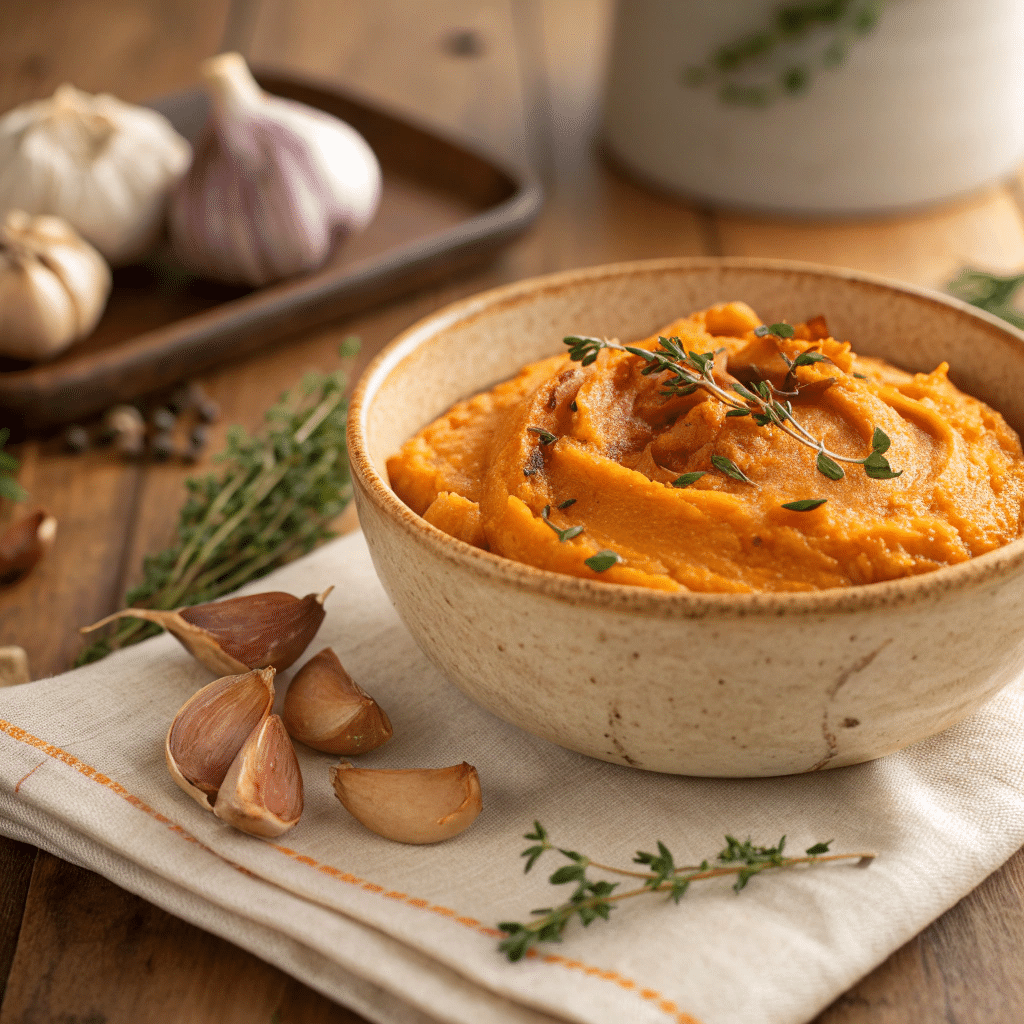 Garlic Herb Sweet Potato Mash: Creamy, Savory, and Delicious