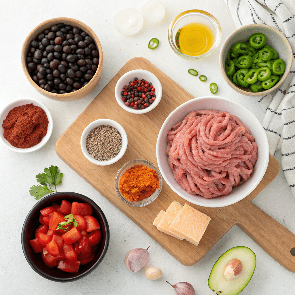 all ingredients for protein turkey and bean chili