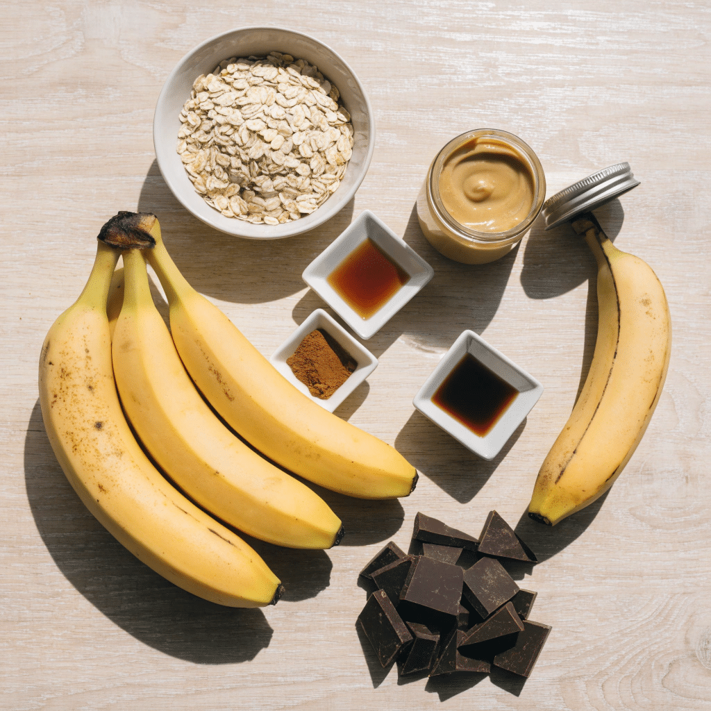 ingredients of oat peanut banana clusters