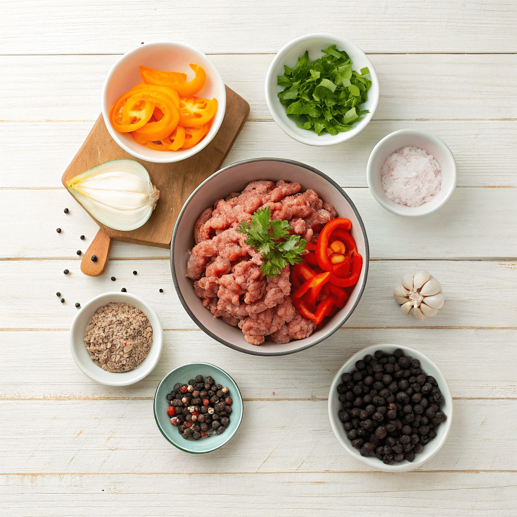 raw ingredients for turkey taco skillet